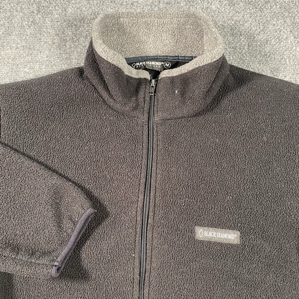Vintage Black Diamond Mens M High Pile Full Zip Sherpa Fleece Jacket Made in USA